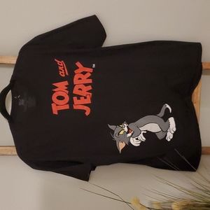 Vintage Tom and Jerry Front/Back Graphic T- Shirt Black